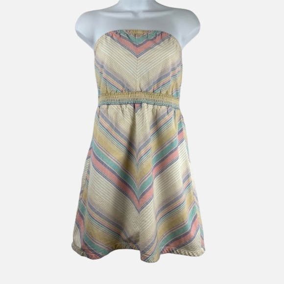 Mossimo Pastel Rainbow Chevron mini Dress Striped Strapless - Picture 1 of 14